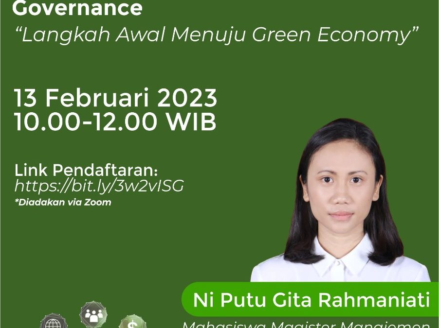 Public Sharing #1 ESG Index Environmental Social Governance “Langkah Awal Menuju Green Economy”